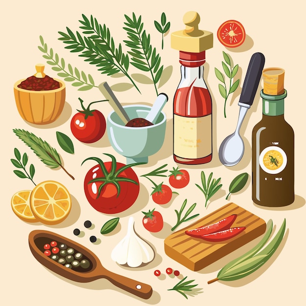 Fresh ingredients laid out